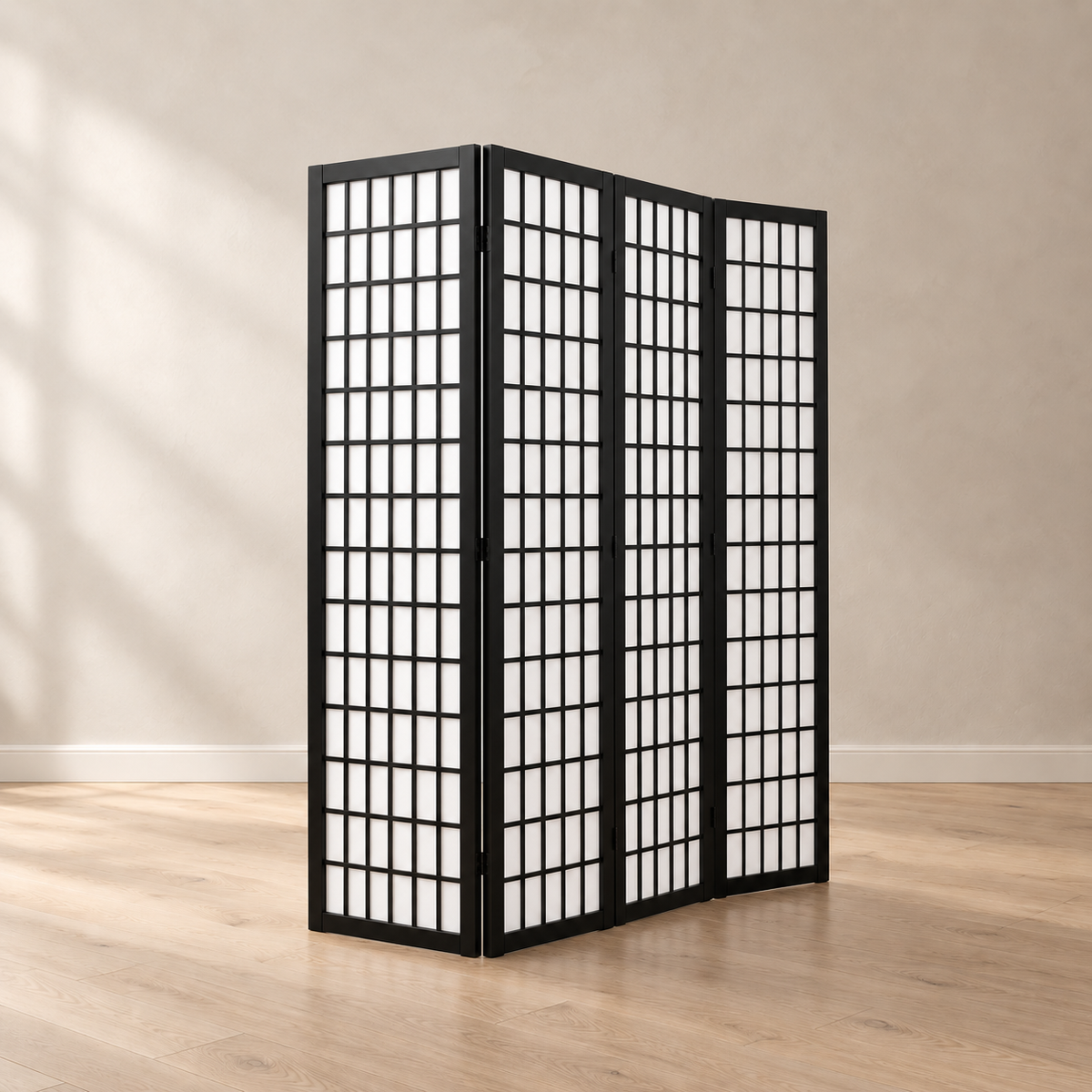 Paravent japonais shoji 4 panneaux, bois, 162 x 170 cm — autre angle