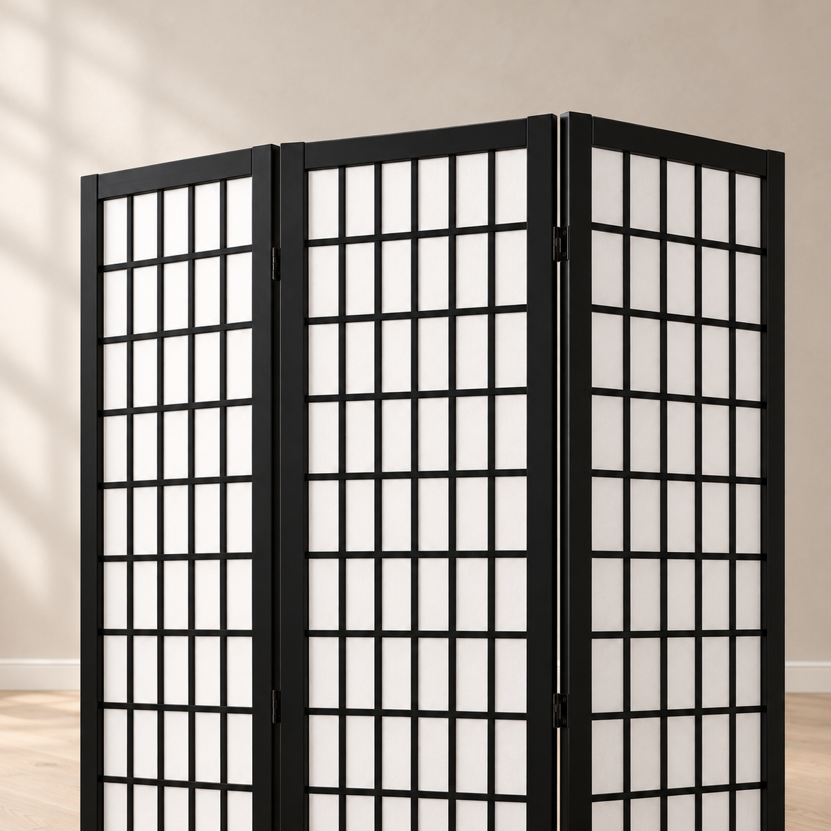 Paravent japonais shoji 4 panneaux, bois, 162 x 170 cm — détail du haut