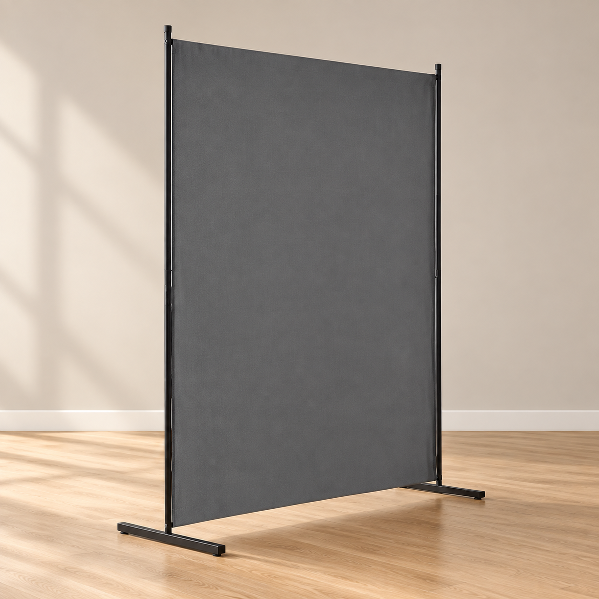 Paravent panneau unique tissu gris, cadre fer, 181 x 181,5 cm — vue principale