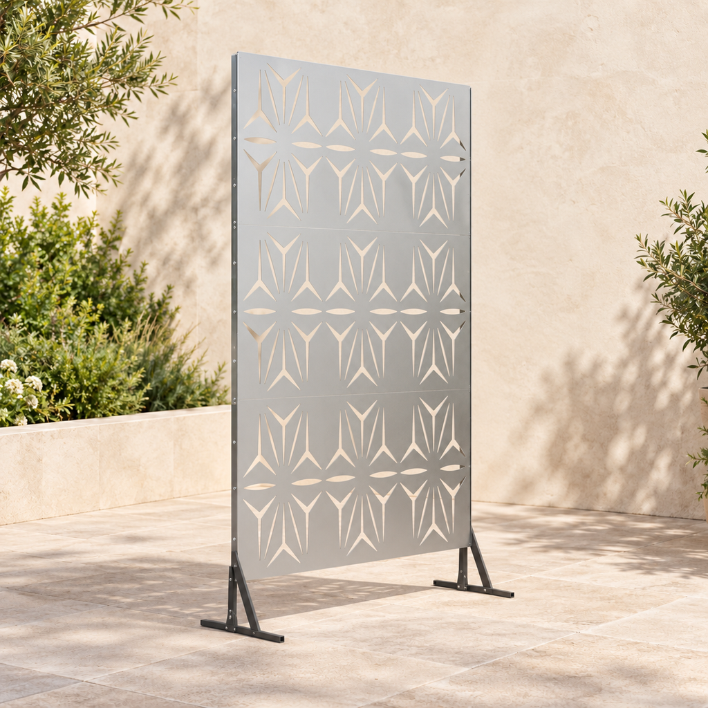 Brise-vue acier galvanisé motif pétales, 100 x 180 cm — autre angle