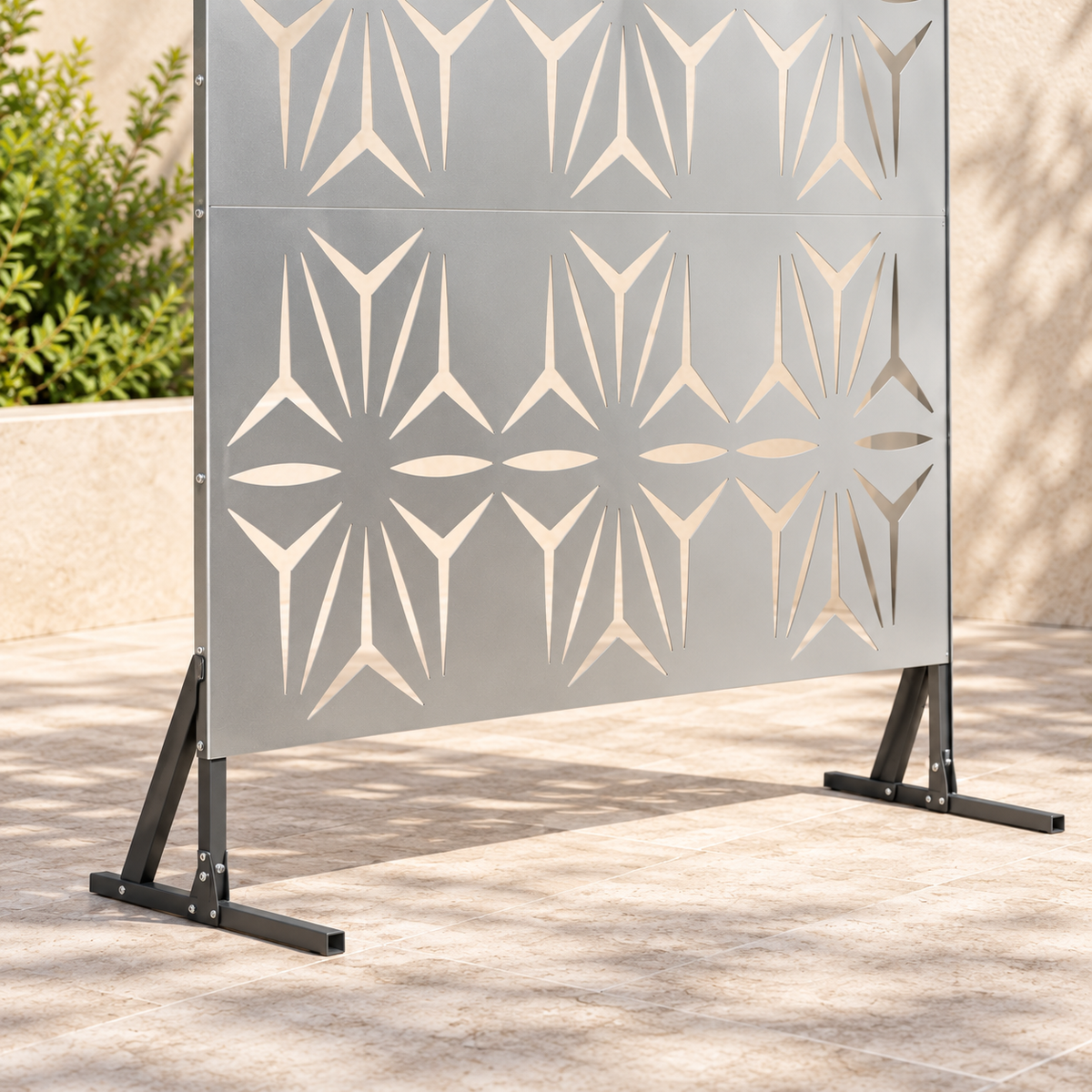 Brise-vue acier galvanisé motif pétales, 100 x 180 cm — détail du bas