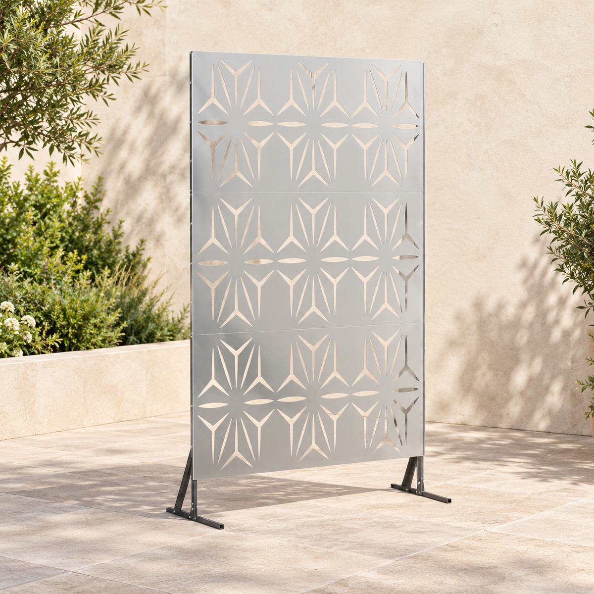 Brise-vue acier galvanisé motif pétales, 100 x 180 cm — vue principale