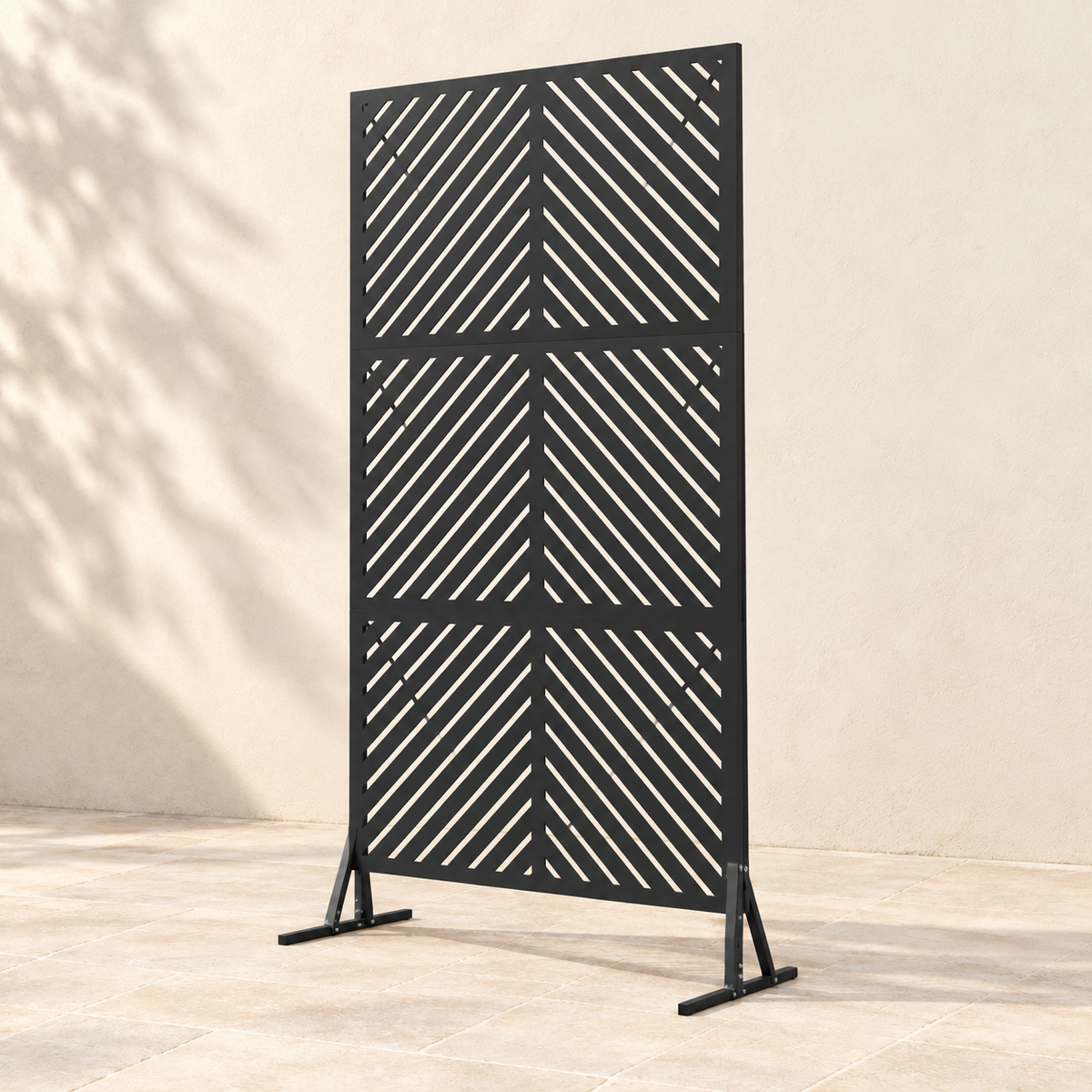 Brise-vue acier noir à découpes diagonales, 100 x 180 cm — autre angle