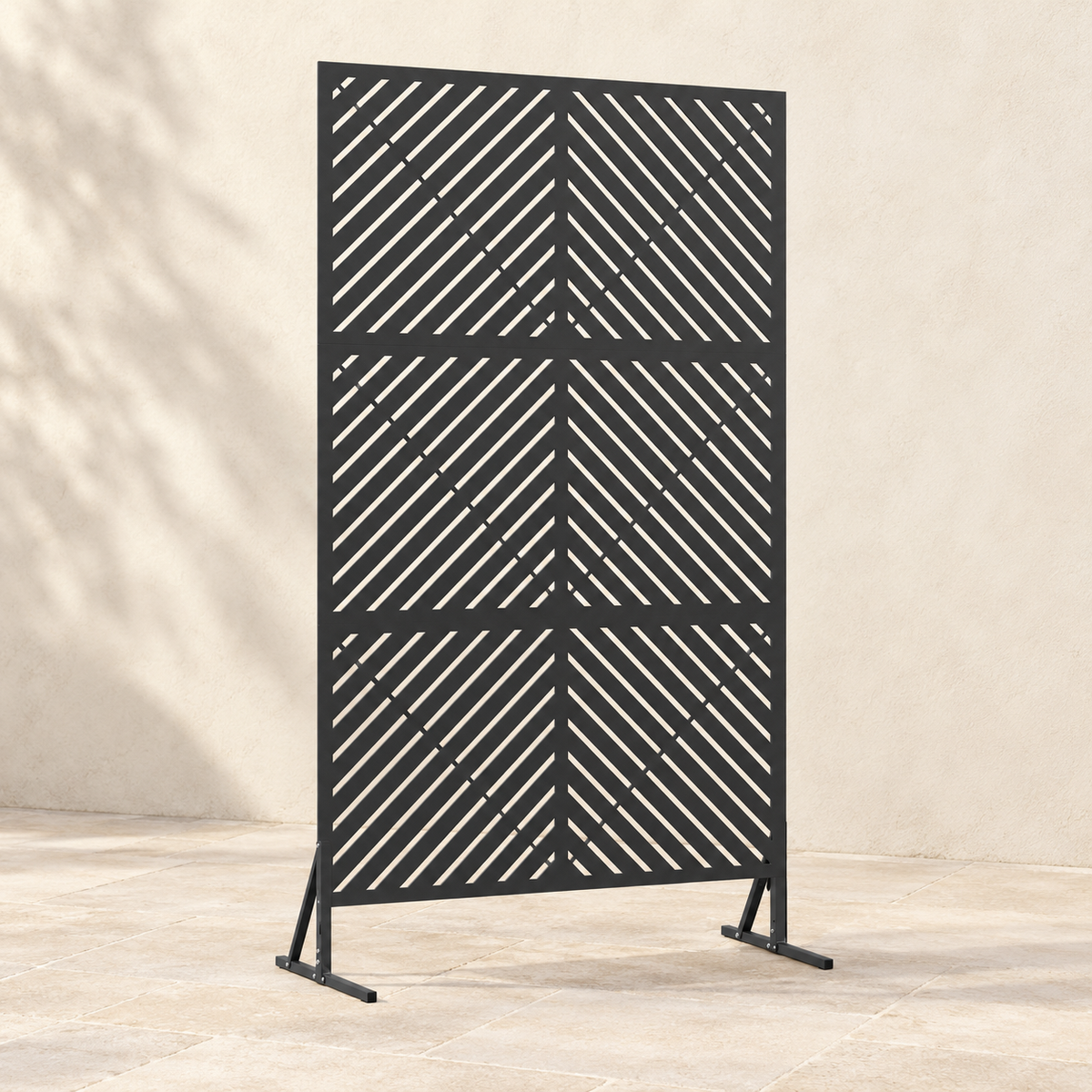 Brise-vue acier noir à découpes diagonales, 100 x 180 cm — vue principale