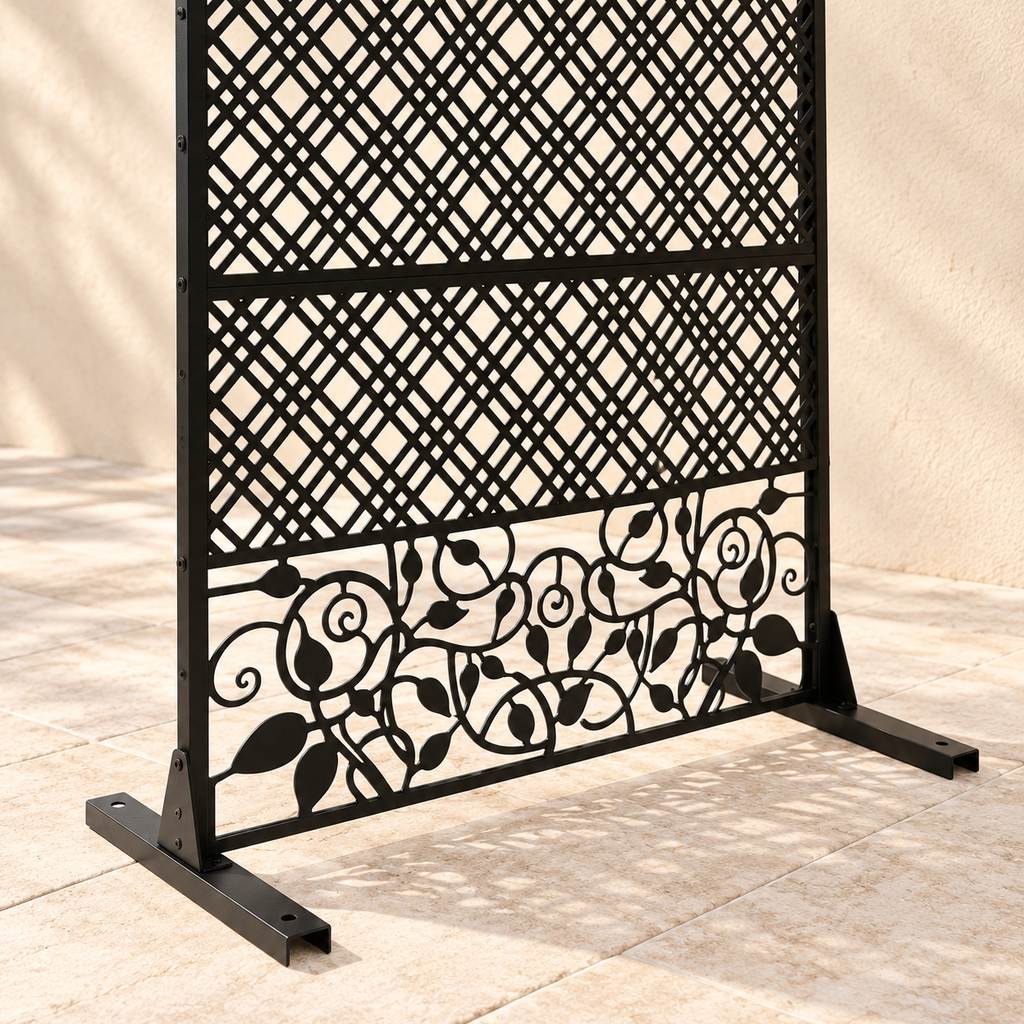 Brise-vue acier galvanisé ajouré, 100 x 185 cm — détail du bas