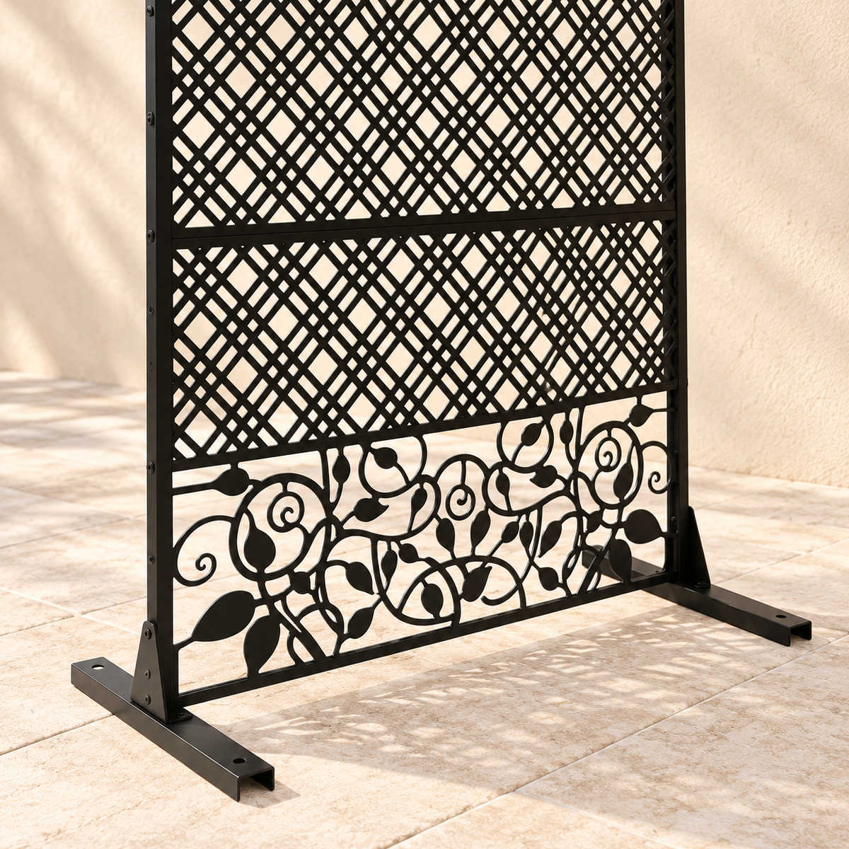 Brise-vue acier galvanisé ajouré, 100 x 185 cm — détail du bas