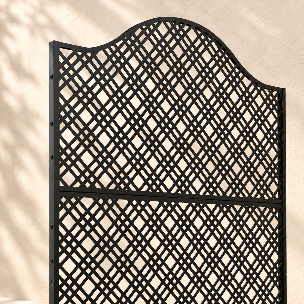 Brise-vue acier galvanisé ajouré, 100 x 185 cm — détail du haut