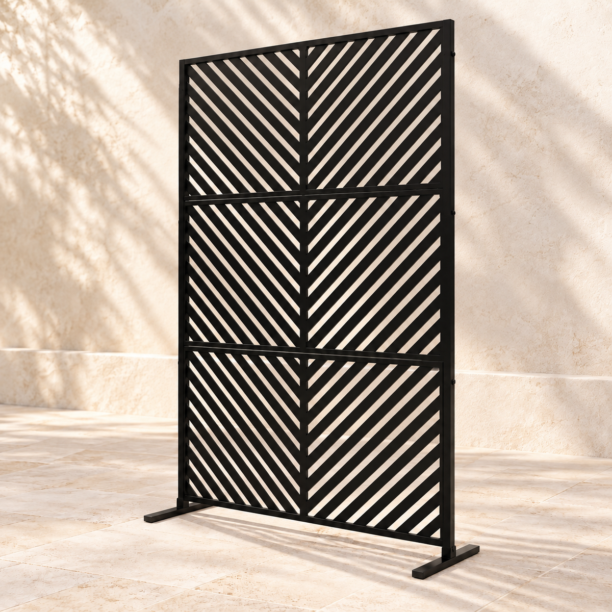 Brise-vue acier découpé autoportant, 122 x 198 cm — autre angle