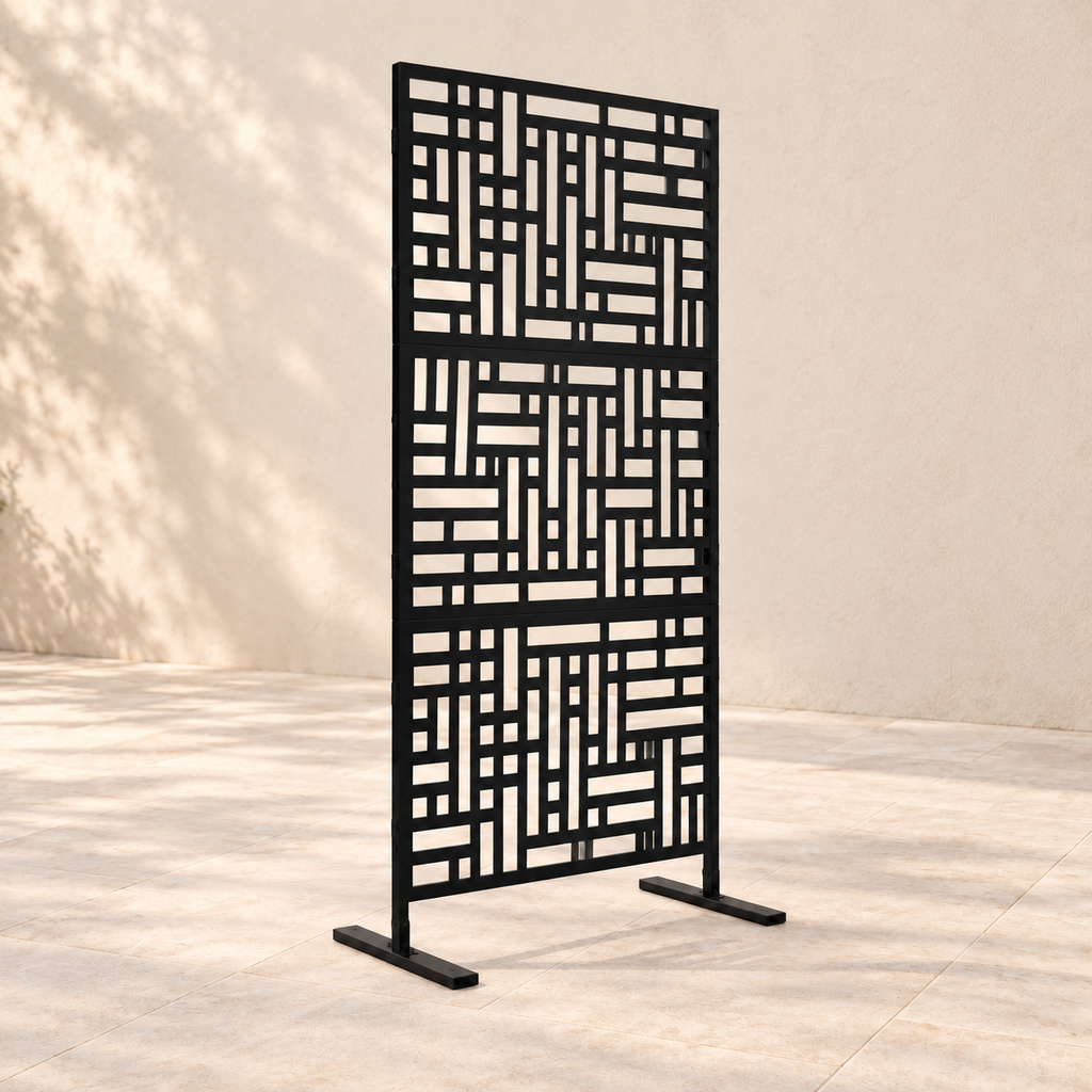 Brise-vue de terrasse acier noir, 90 x 190 cm — autre angle