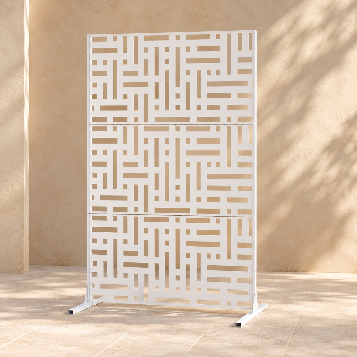 Brise-vue métal blanc ajouré autoportant, 120 x 193 cm — vue principale
