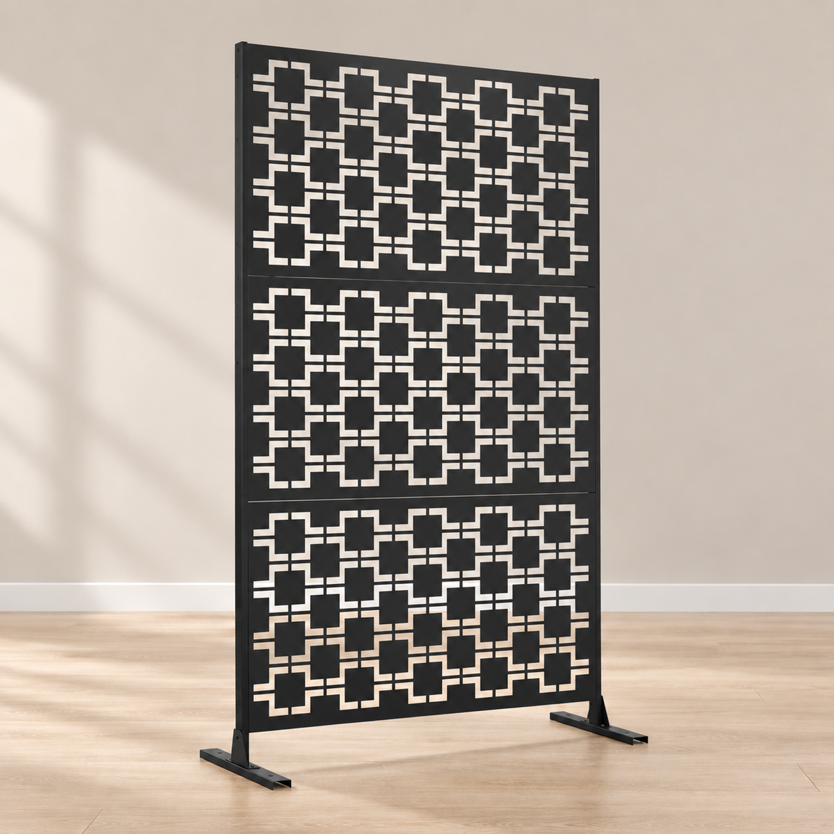 Brise-vue tôle d'acier noire découpée laser, 120 x 190 cm — autre angle