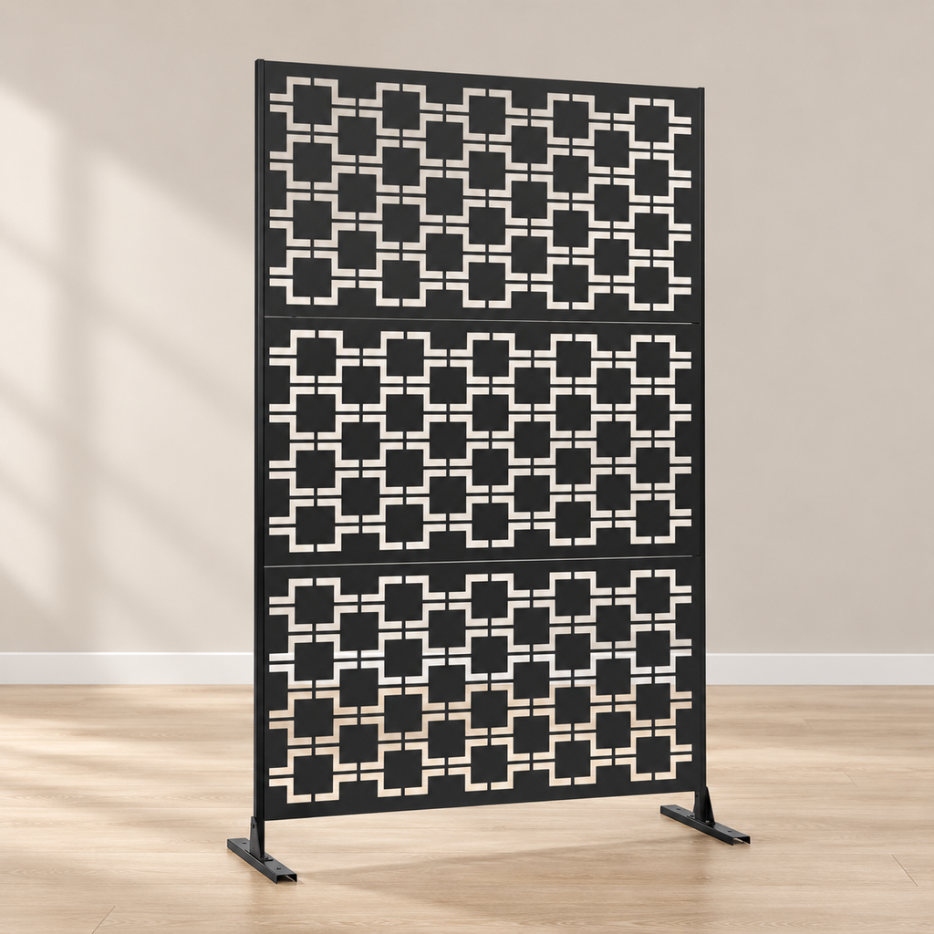 Brise-vue tôle d'acier noire découpée laser, 120 x 190 cm — vue principale