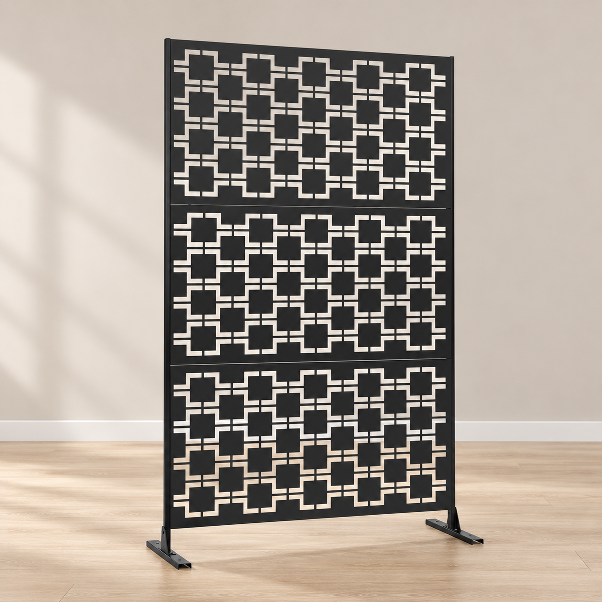 Brise-vue tôle d'acier noire découpée laser, 120 x 190 cm — vue principale