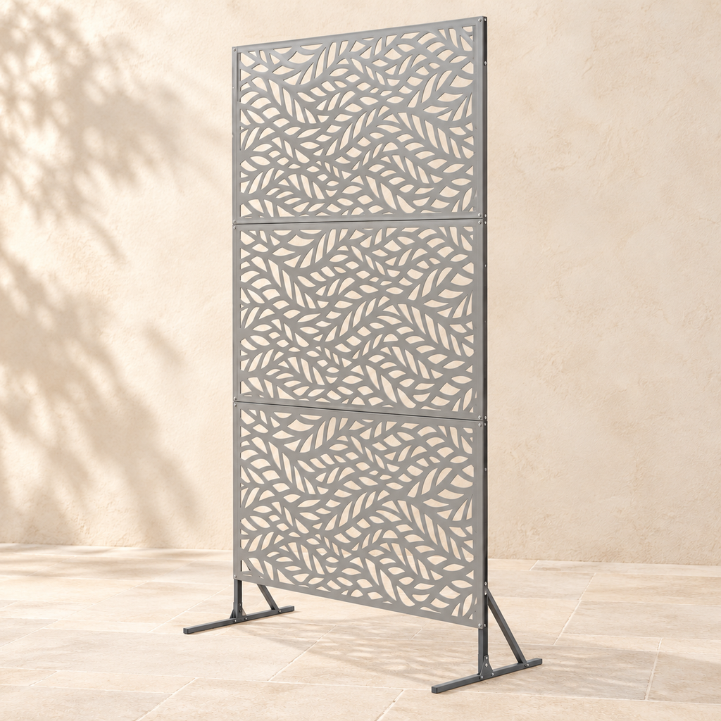 Brise-vue acier gris, 100 x 180 cm — autre angle