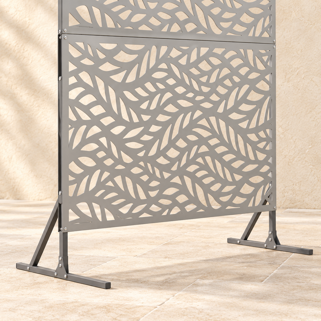 Brise-vue acier gris, 100 x 180 cm — détail du bas