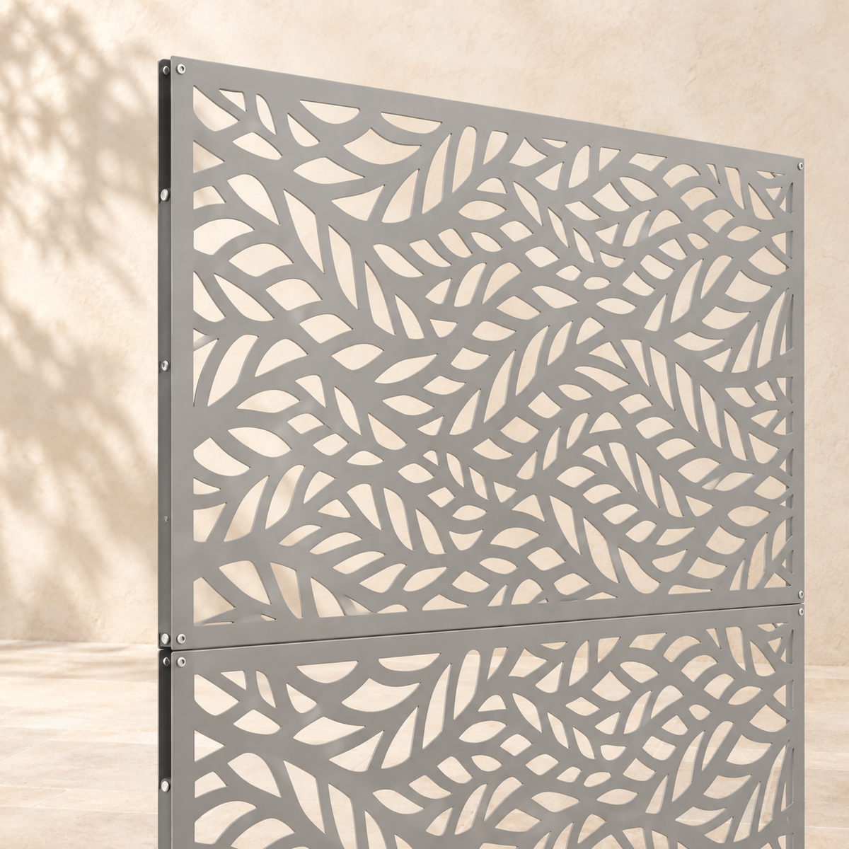 Brise-vue acier gris, 100 x 180 cm — détail du haut