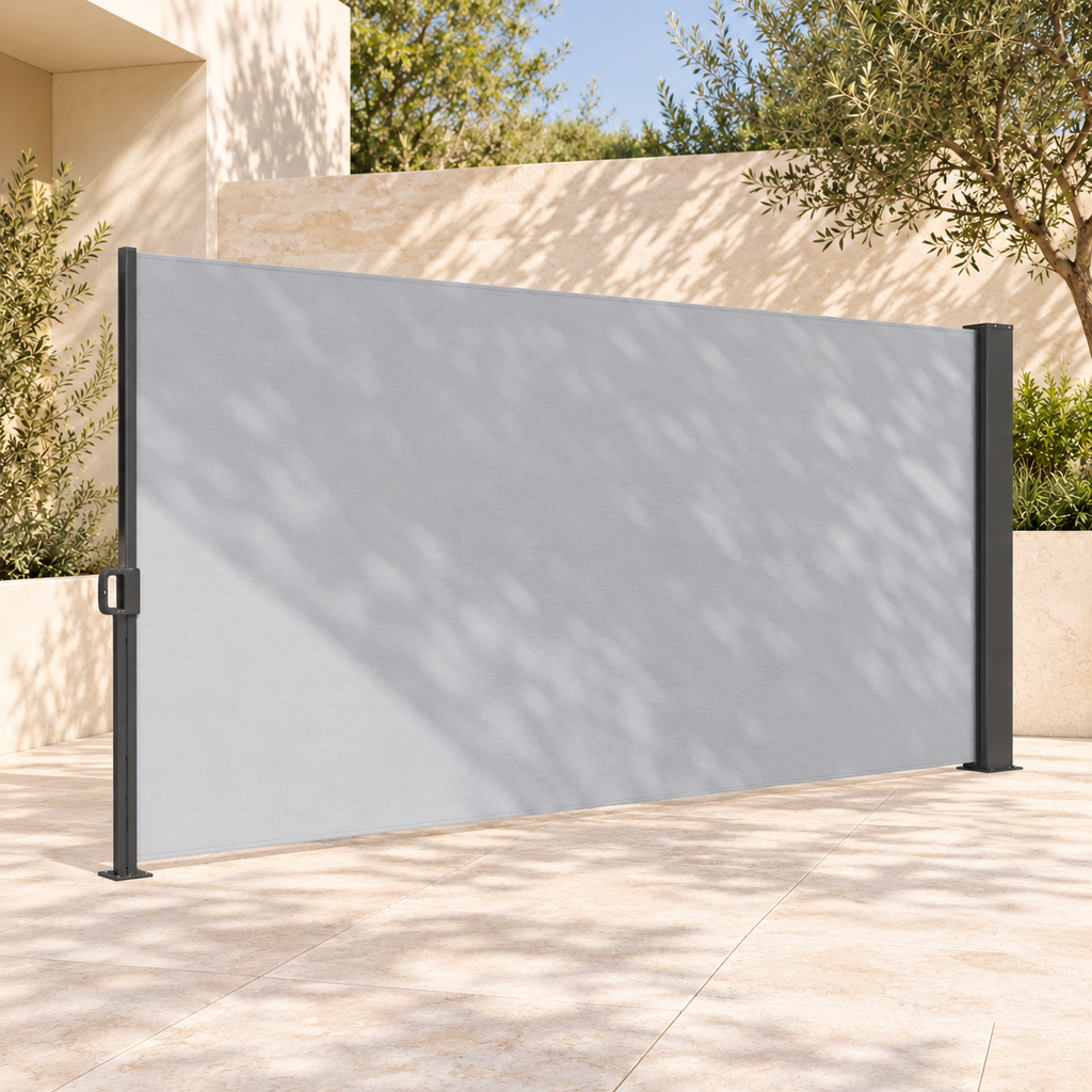 Brise-vue rétractable 300 x 180 cm, aluminium et polyester anti-UV — autre angle