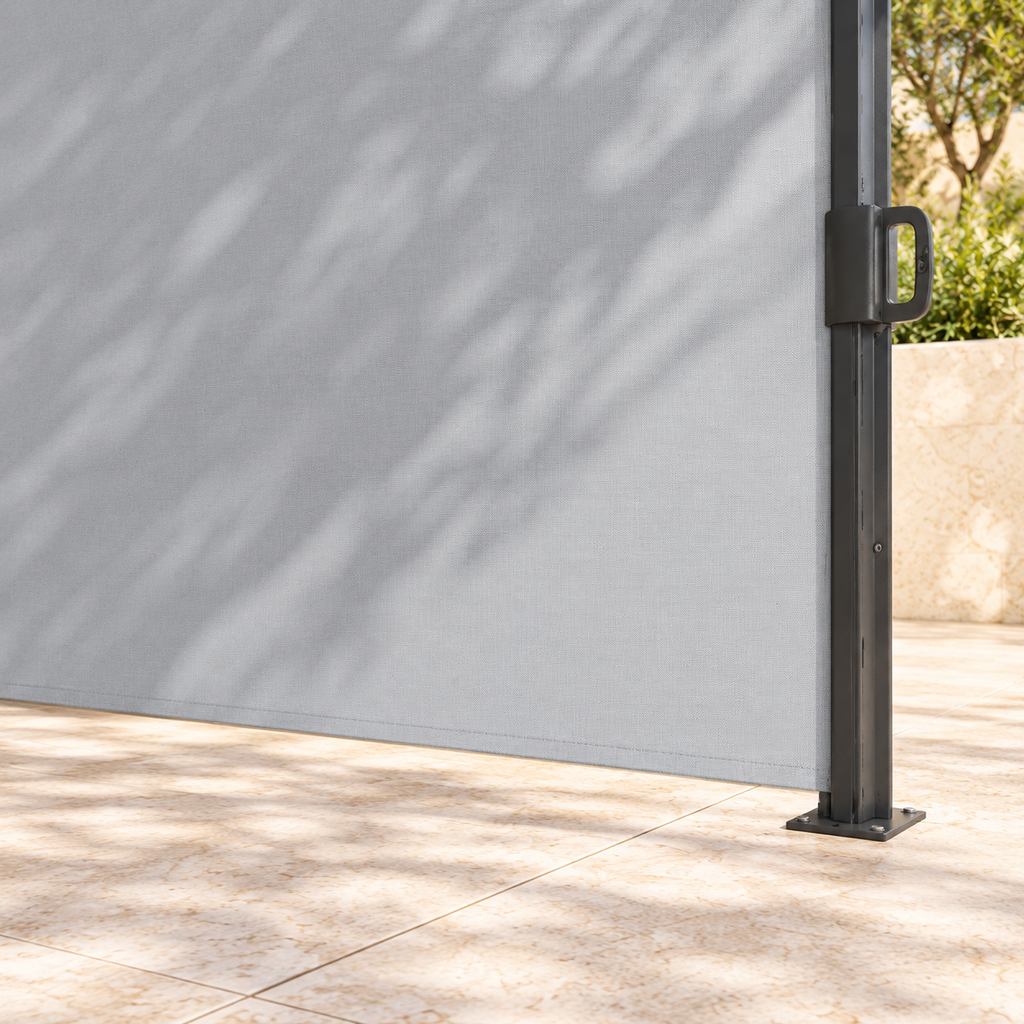 Brise-vue rétractable 300 x 180 cm, aluminium et polyester anti-UV — détail du bas
